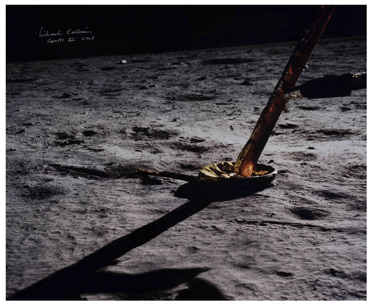 Michael Collins Signed 20'' x 16'' Photo of Eagle on the Lunar Surface