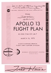 Fred Haise Signed Copy of the Apollo 13 Flight Plan -- With a Handwritten Quote by Haise Regarding the Big Bang Explosion that Almost Doomed the Crew
