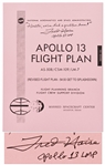 Fred Haise Signed Copy of the Apollo 13 Flight Plan -- Also With the Famous Mission Quote ...Houston, weve had a problem here...