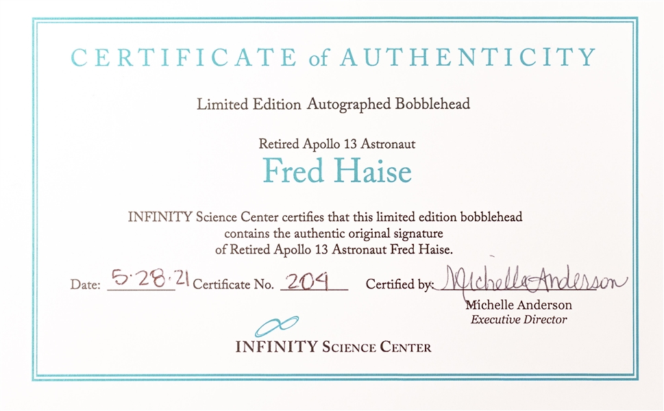 Apollo 13 Astronaut Fred Haise Signed Bobblehead