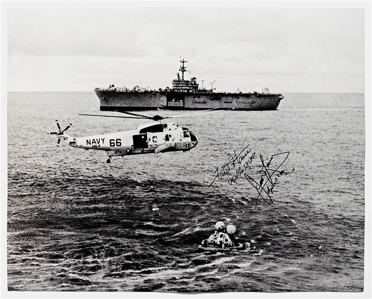 Jim Lovell and Fred Haise Signed 20'' x 16'' Photo from the Apollo 13 Mission