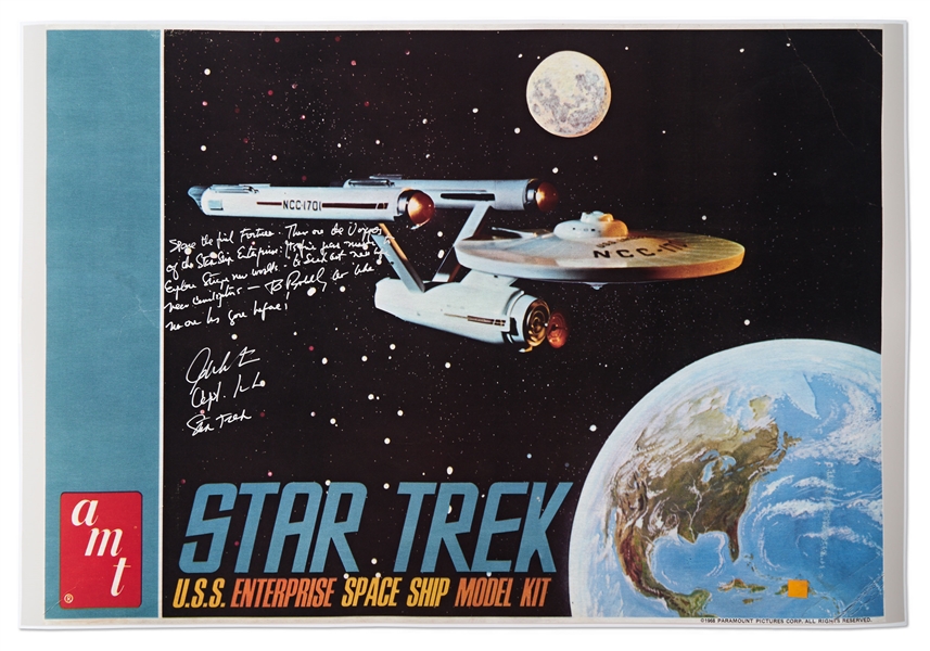 William Shatner Signed ''Star Trek'' Poster -- Shatner Writes the Famous Title Sequence Introduction: ''Space the Final Frontier...William Shatner / Capt. Kirk / Star Trek''