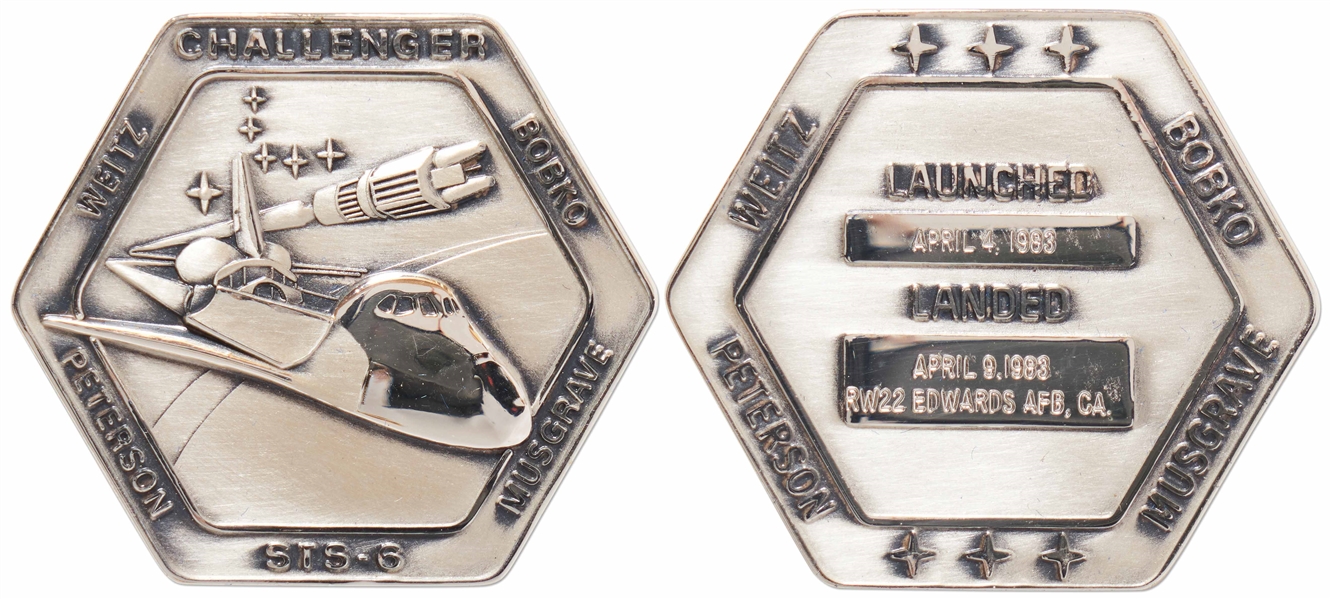 Flown Robbins Medallion from STS-6, the First Flight of Space Shuttle Challenger -- From the Personal Collection of STS-6 Astronaut Story Musgrave and With His LOA