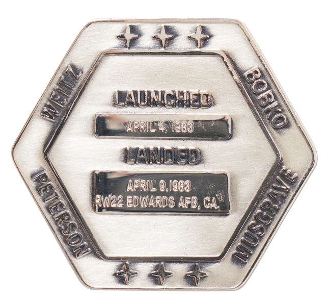 Flown Robbins Medallion from STS-6, the First Flight of Space Shuttle Challenger -- From the Personal Collection of STS-6 Astronaut Story Musgrave and With His LOA