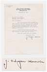 J. Edgar Hoover Letter Signed as FBI Director