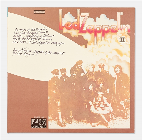 David Juniper Signed "Led Zeppelin II" Album -- "...on spec, I mocked up a fold-out design for the second album and took it to Led Zeppelins manager..."