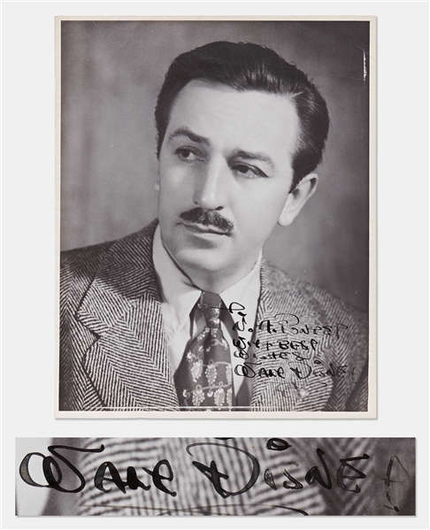 Walt Disney Signed Photograph -- Large Photo Measures 14 x 11