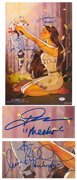 ''Pocahontas'' Poster Signed by Irene Bedard Who Voiced the Character of Pocahontas and John Kassir Who Voiced Her Pet Raccoon -- With PSA/DNA COA