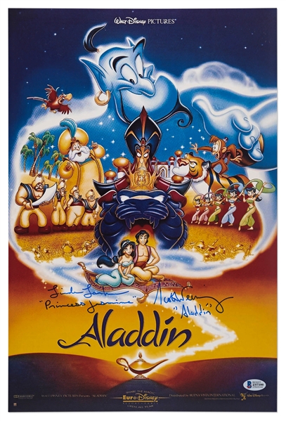 ''Aladdin'' Photo Signed by Scott Weinger Who Voiced the Character of Aladdin and Linda Larkin Who Voiced Princess Jasmine -- With Beckett COA