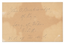 John C. Breckinridge Signature -- Breckinridge Was Vice President Under James Buchanan and Also Confederate Secretary of War