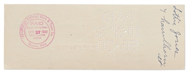 Orville Wright Check Signed and Handwritten -- Bold and Pristine Signature