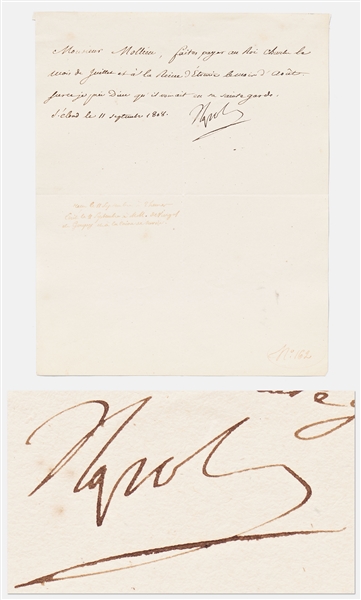 Napoleon Bonaparte Letter Signed ''Napoleon''