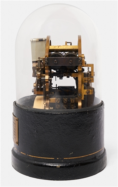 Thomas Edison's Universal Self-Winding Stock Ticker -- With Original Glass Dome