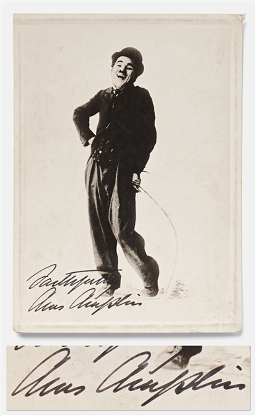 Charlie Chaplin Signed Photo as ''The Tramp''