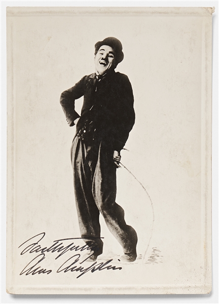 Charlie Chaplin Signed Photo as ''The Tramp''