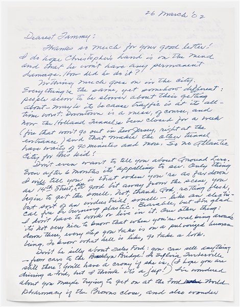 Harper Lee Autograph Letter Signed from NYC After 9/11 -- ''...when you're walking around down there, every step you take is on a pulverized human being. To know what hell is like, go take a look...''