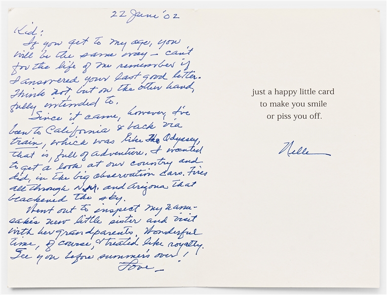 Harper Lee Autograph Letter Signed Plus Initialed Envelope -- ''... I wanted to get a look at our country and did...''