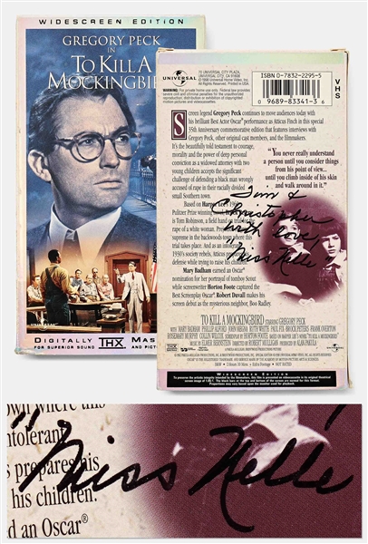 Harper Lee Signed VHS Cover of ''To Kill a Mockingbird'' Starring Gregory Peck
