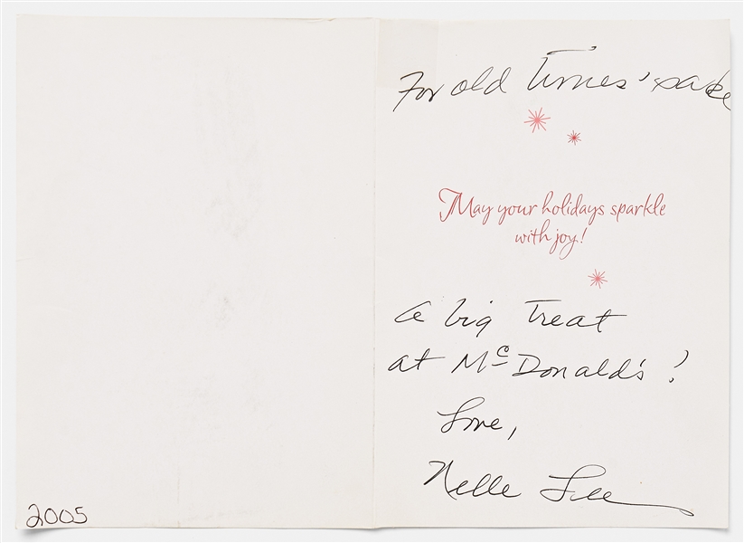 Harper Lee Christmas Card Signed ''Nelle Lee'' with Handwritten Note
