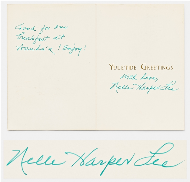 Harper Lee Christmas Card Signed ''Nelle Harper Lee''