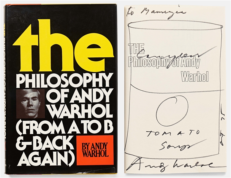 Andy Warhol Sketches His Famous Campbell's Soup Can -- Drawn in a Signed Copy of ''The Philosophy of Andy Warhol''