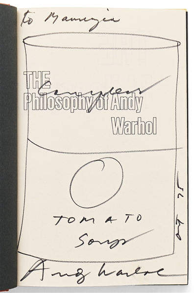 Andy Warhol Sketches His Famous Campbell's Soup Can -- Drawn in a Signed Copy of ''The Philosophy of Andy Warhol''