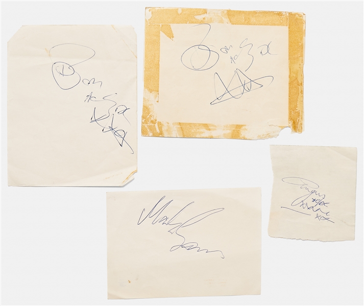 AC/DC Signatures -- Includes 2 by Bon Scott, Plus Angus Young & Mark Evans, All Acquired in January 1977 -- With Roger Epperson COA