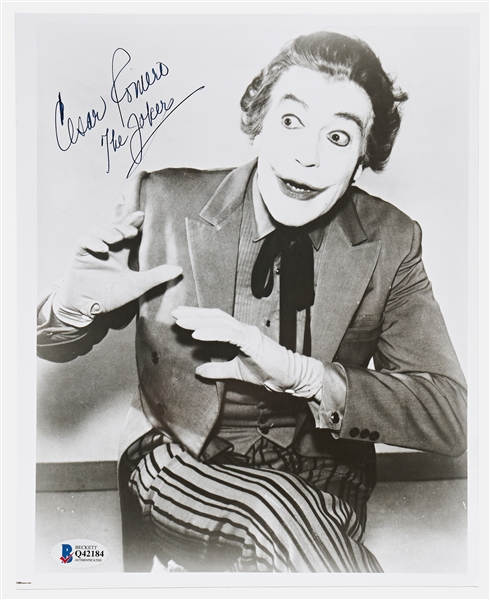Cesar Romero Signed 8'' x 10'' Photo as the Joker from ''Batman'' -- With Beckett COA