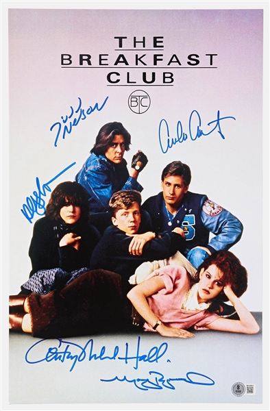 ''The Breakfast Club'' Cast-Signed Photo Measuring Nearly 11'' x 17'' -- Signed by All Five Actors -- With Beckett COA