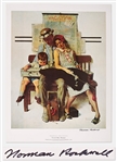 Norman Rockwell Signed Lithograph of His Famous Painting Tired But Happy -- Measures 19 x 25