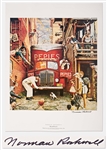 Norman Rockwell Signed Lithograph of His Famous Painting Roadblock -- Measures 19 x 25
