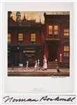 Norman Rockwell Signed Lithograph of His Famous Painting Walking to Church -- Measures 19 x 25