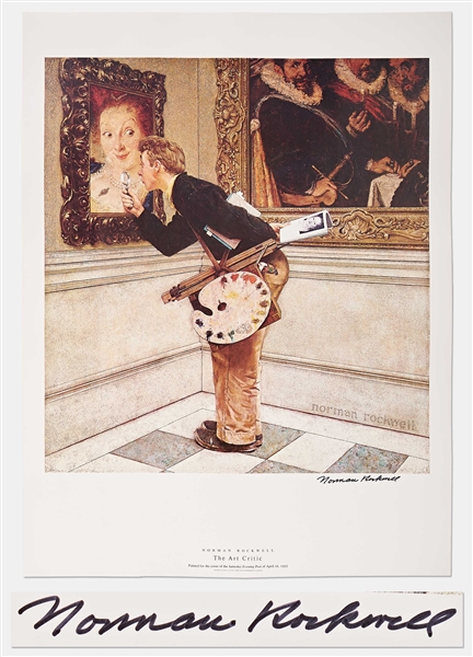 Norman Rockwell Signed Lithograph of His Famous Painting ''The Art Critic'' -- Measures 19'' x 25''