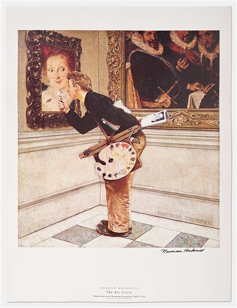 Norman Rockwell Signed Lithograph of His Famous Painting ''The Art Critic'' -- Measures 19'' x 25''