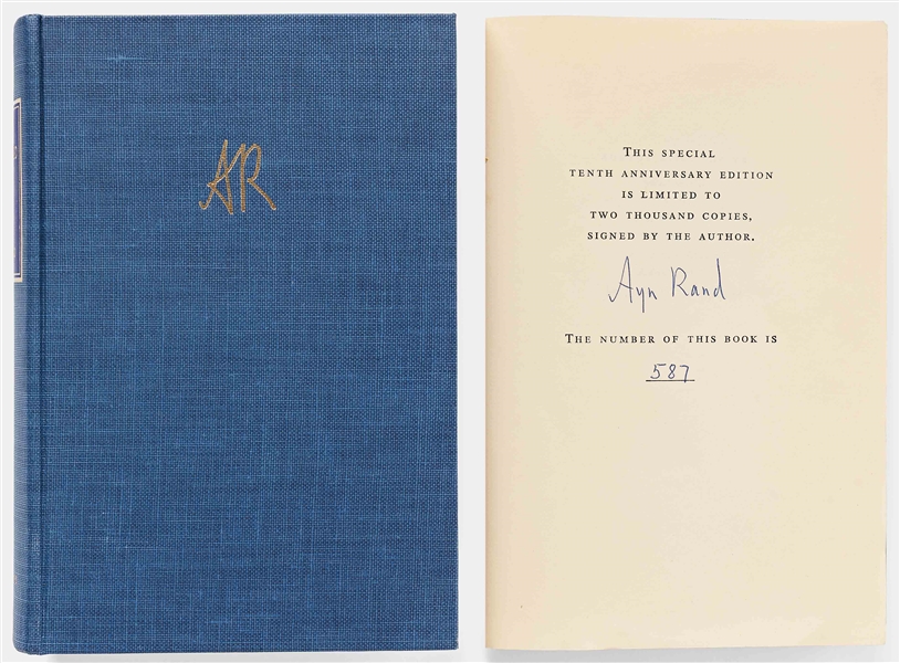 Ayn Rand Signed ''Atlas Shrugged'' -- Special 10th Anniversary Limited Edition -- Exceptional, Near Fine Condition