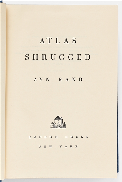 Ayn Rand Signed ''Atlas Shrugged'' -- Special 10th Anniversary Limited Edition -- Exceptional, Near Fine Condition
