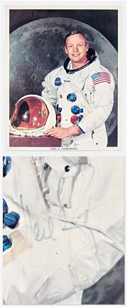Neil Armstrong Signed 8'' x 10'' NASA White Spacesuit Photo