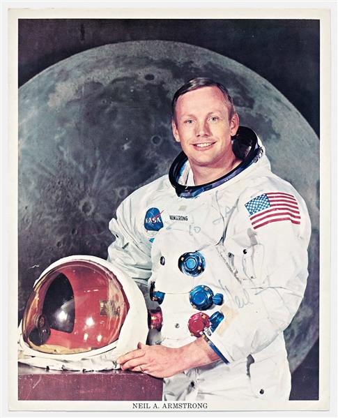 Neil Armstrong Signed 8'' x 10'' NASA White Spacesuit Photo