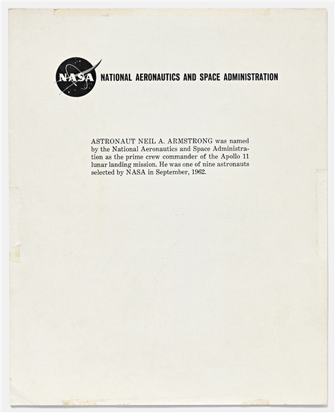 Neil Armstrong Signed 8'' x 10'' NASA White Spacesuit Photo