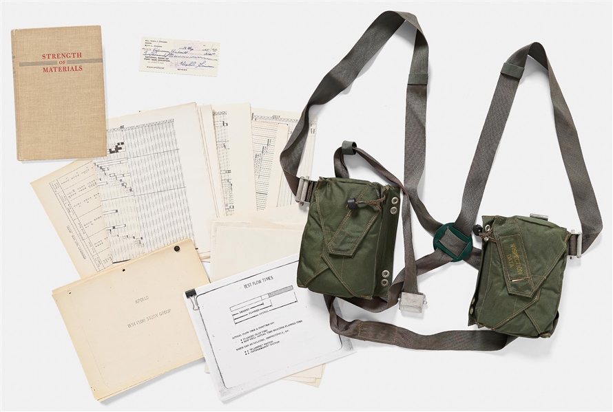 Lot of Items Personally Owned by Mercury 7 and Apollo 1 Astronaut Gus Grissom -- Includes Handwritten & Signed Check, Grissom's Textbook with Handwritten Notes, His Life Preserver & More