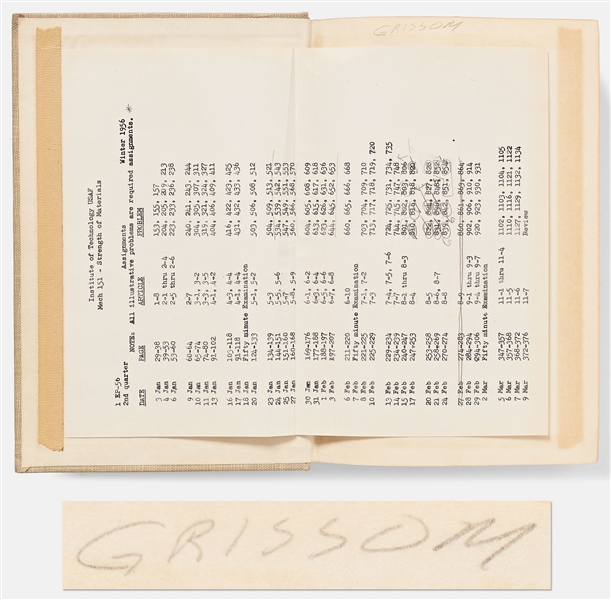 Lot of Items Personally Owned by Mercury 7 and Apollo 1 Astronaut Gus Grissom -- Includes Handwritten & Signed Check, Grissom's Textbook with Handwritten Notes, His Life Preserver & More
