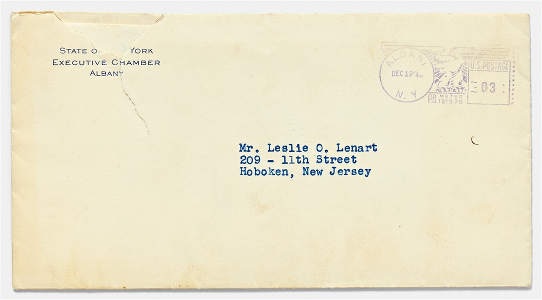 Thomas Dewey Letter Signed as New York Governor, Thanking an Individual for a Donation to the Republican Party