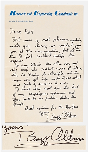 Buzz Aldrin Autograph Letter Signed, Likely Regarding His Campaigning for Richard Nixon in 1972