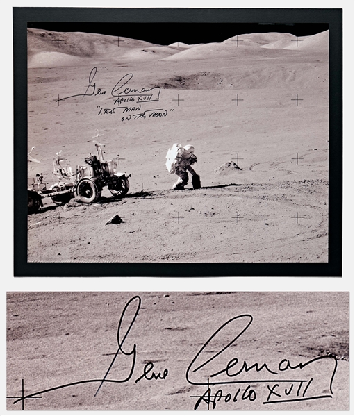 Gene Cernan Signed 20'' x 16'' Photo -- ''Last Man on the Moon''