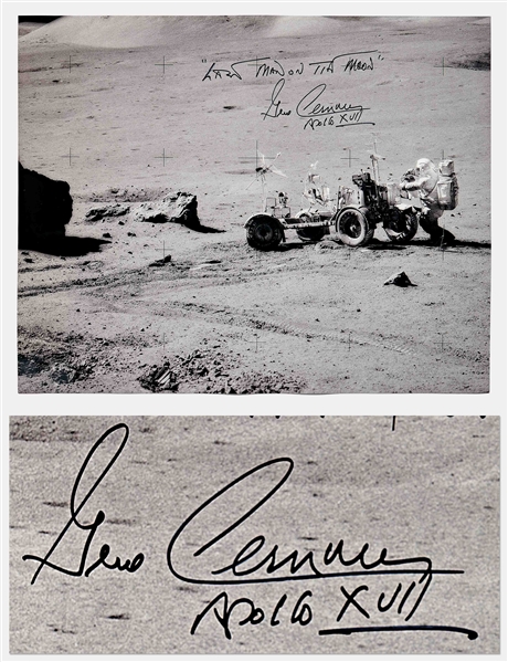 Gene Cernan Signed 20'' x 16'' Photo -- ''Last Man on the Moon''