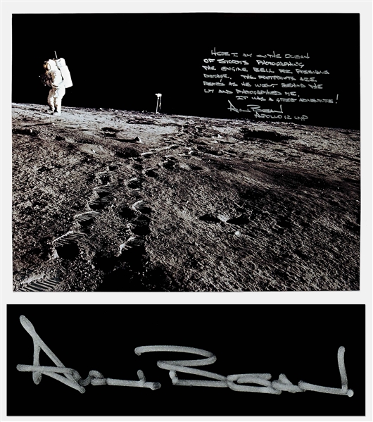 Alan Bean Signed 20'' x 16'' Photo Describing His Experience on the Moon