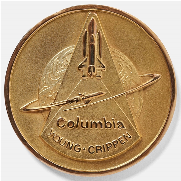 Sally Ride's Personally Owned STS-1 Space Shuttle Columbia Gold Flown Robbins Medal