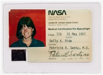 Sally Rides Personally Owned Medical Certification for Spaceflight NASA ID Card