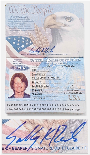 Sally Ride's Personally Owned and Signed Passport