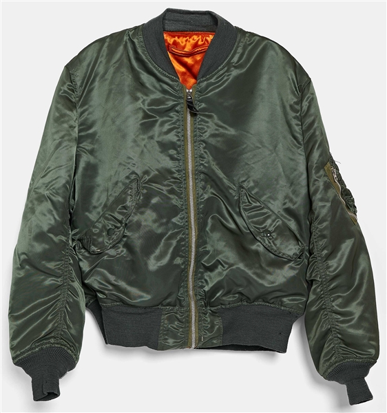 Sally Ride's Personally Owned Military Green Satin Bomber Jacket